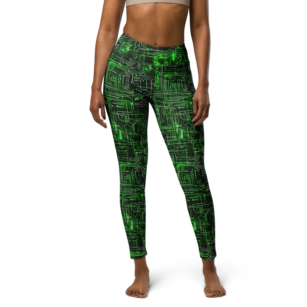 Green Voltage on Yoga Leggings — Front