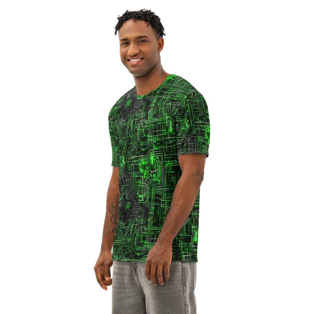 Green Voltage on Men's Cotton Crew Neck T-Shirt — Left Front