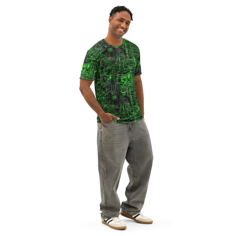 Green Voltage on Men's Cotton Crew Neck T-Shirt — Right Front