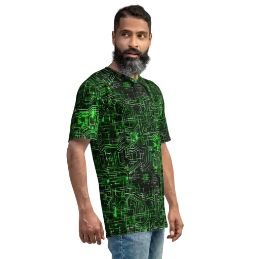 Green Voltage on a Men's Crew Neck T-Shirt