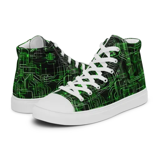 Green Voltage on a Men's High Top Canvas Shoes