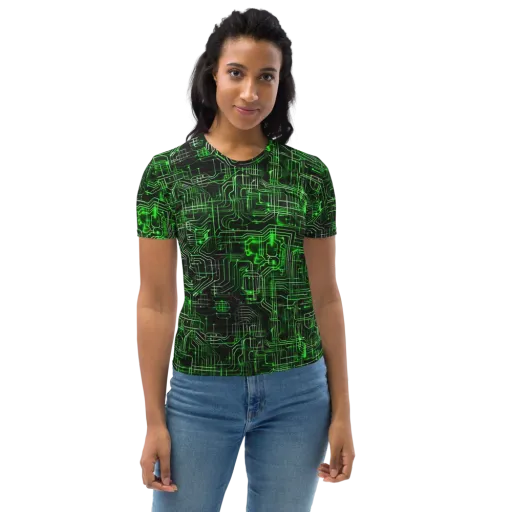 Green Voltage on a Women's Crew Neck T-Shirt