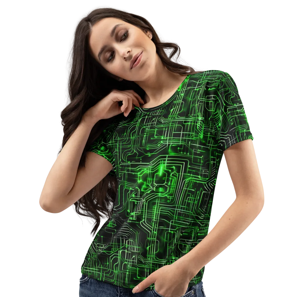 Green Voltage on Women's Crew Neck T-Shirt — Left Front