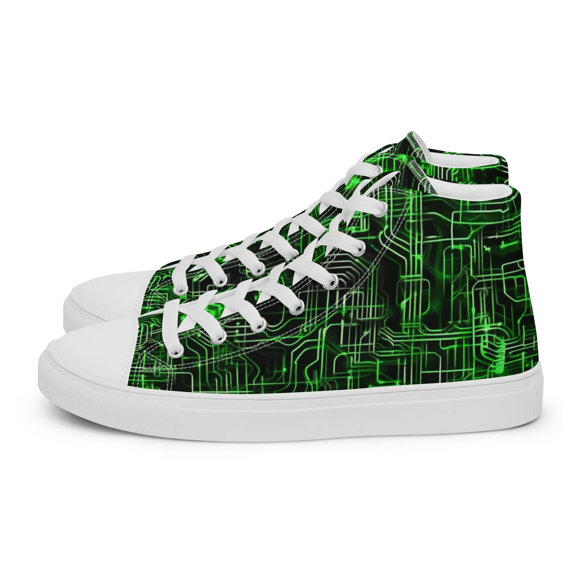 Green Voltage on Women's High Top Canvas Shoes — Left