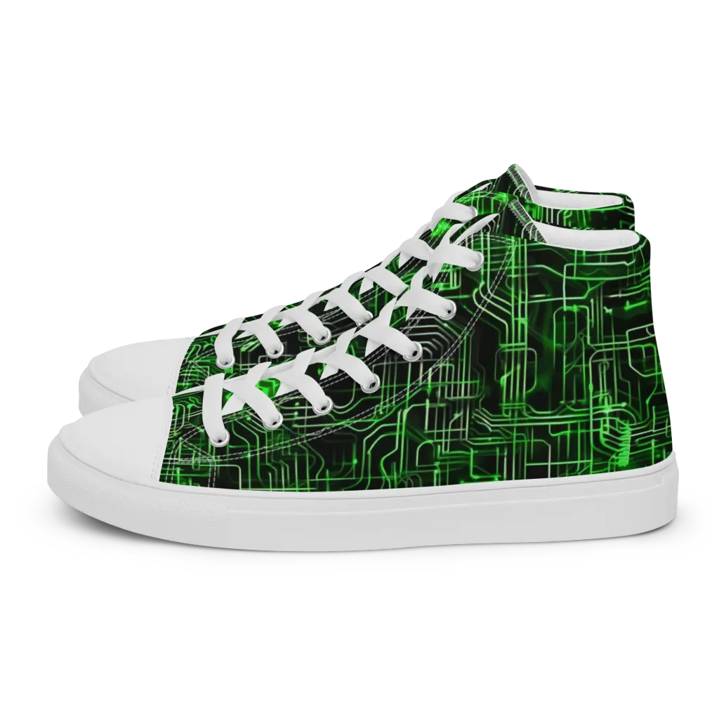 Green Voltage on Women's High Top Canvas Shoes — Left
