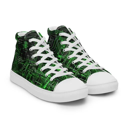 Green Voltage on a Women's High Top Canvas Shoes