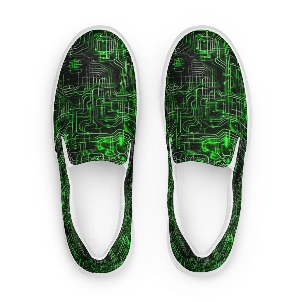 Green Voltage on Men's Slip-On Canvas Shoes — Front