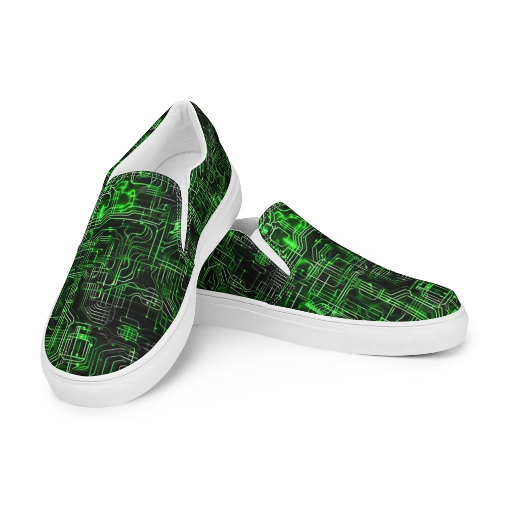 Green Voltage on Men's Slip-On Canvas Shoes — Left Front