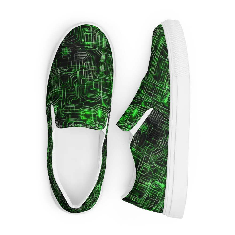 Green Voltage on Men's Slip-On Canvas Shoes — Front