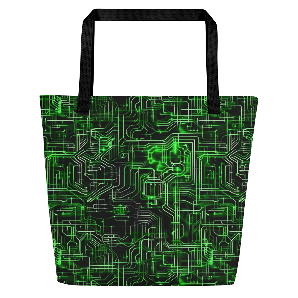 Green Voltage on Large Tote Bag W/ Pocket — Front