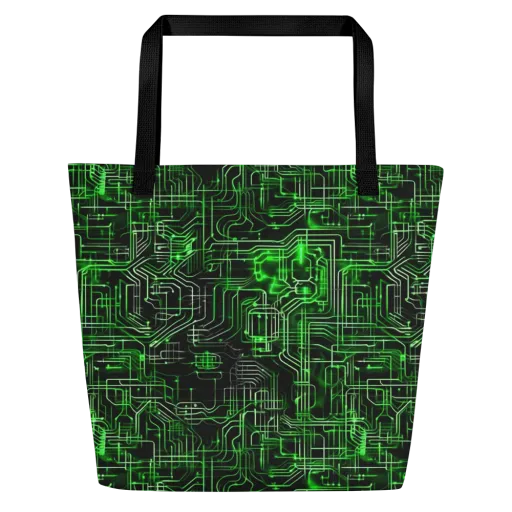 Green Voltage on a Large Tote Bag W/ Pocket