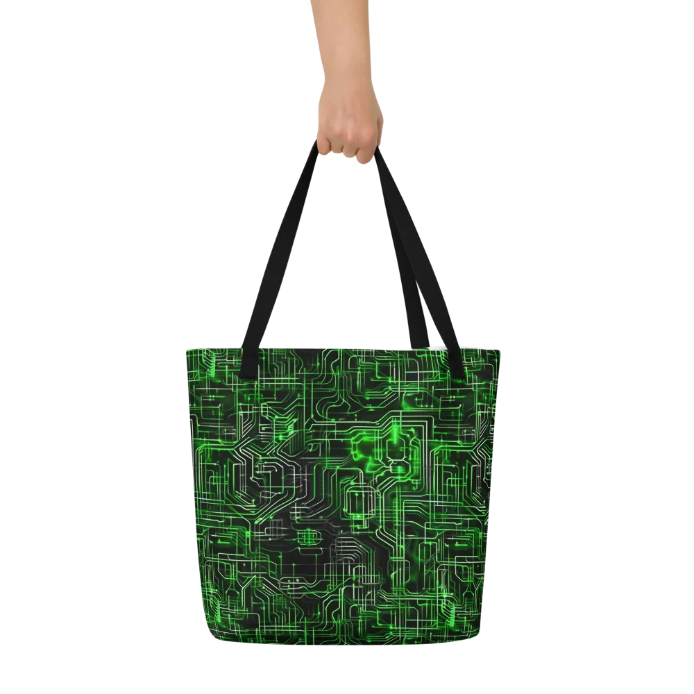 Green Voltage on Large Tote Bag W/ Pocket — Front