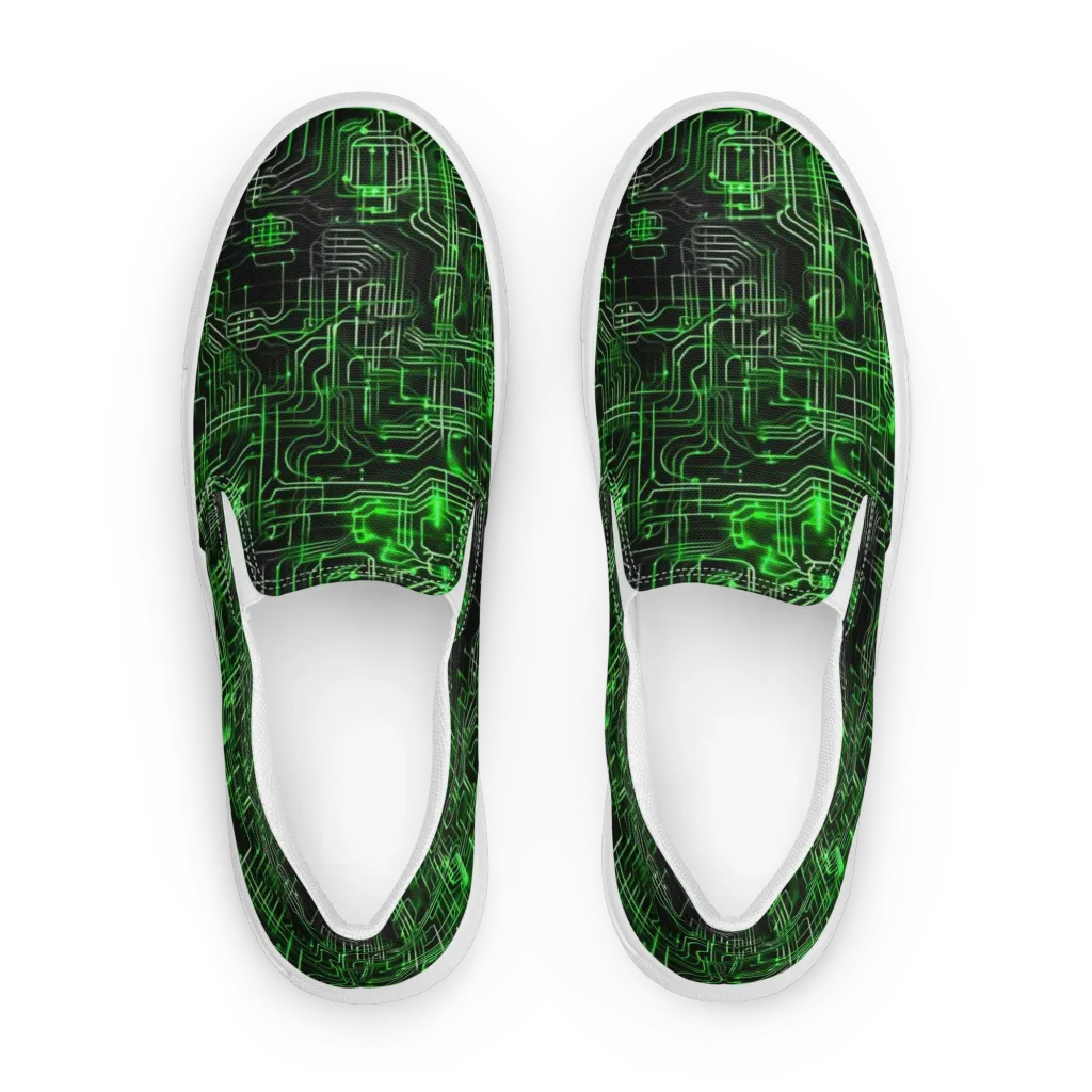 Green Voltage on Women's Slip-On Canvas Shoes — Front