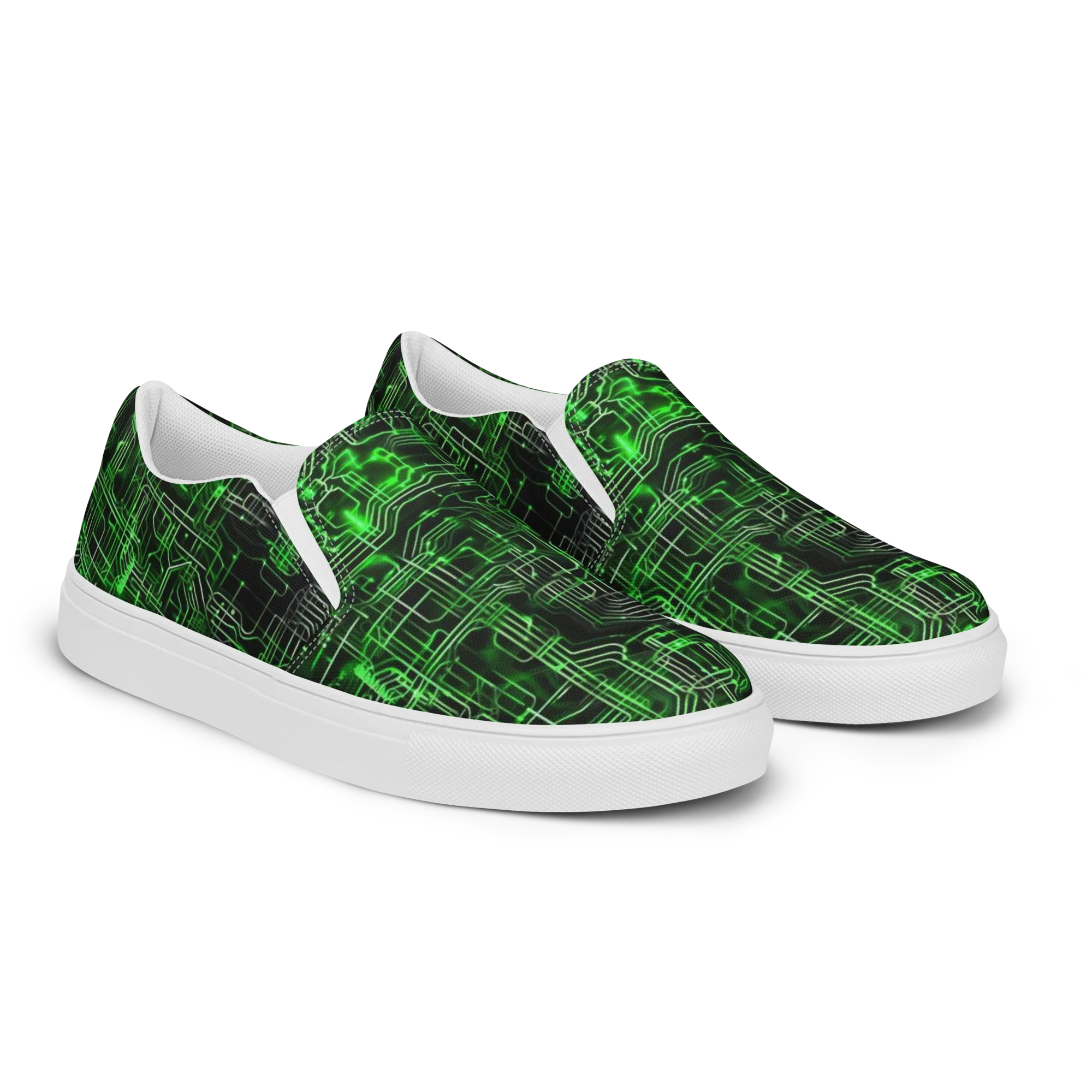 Green Voltage on Women's Slip-On Canvas Shoes — Right Front