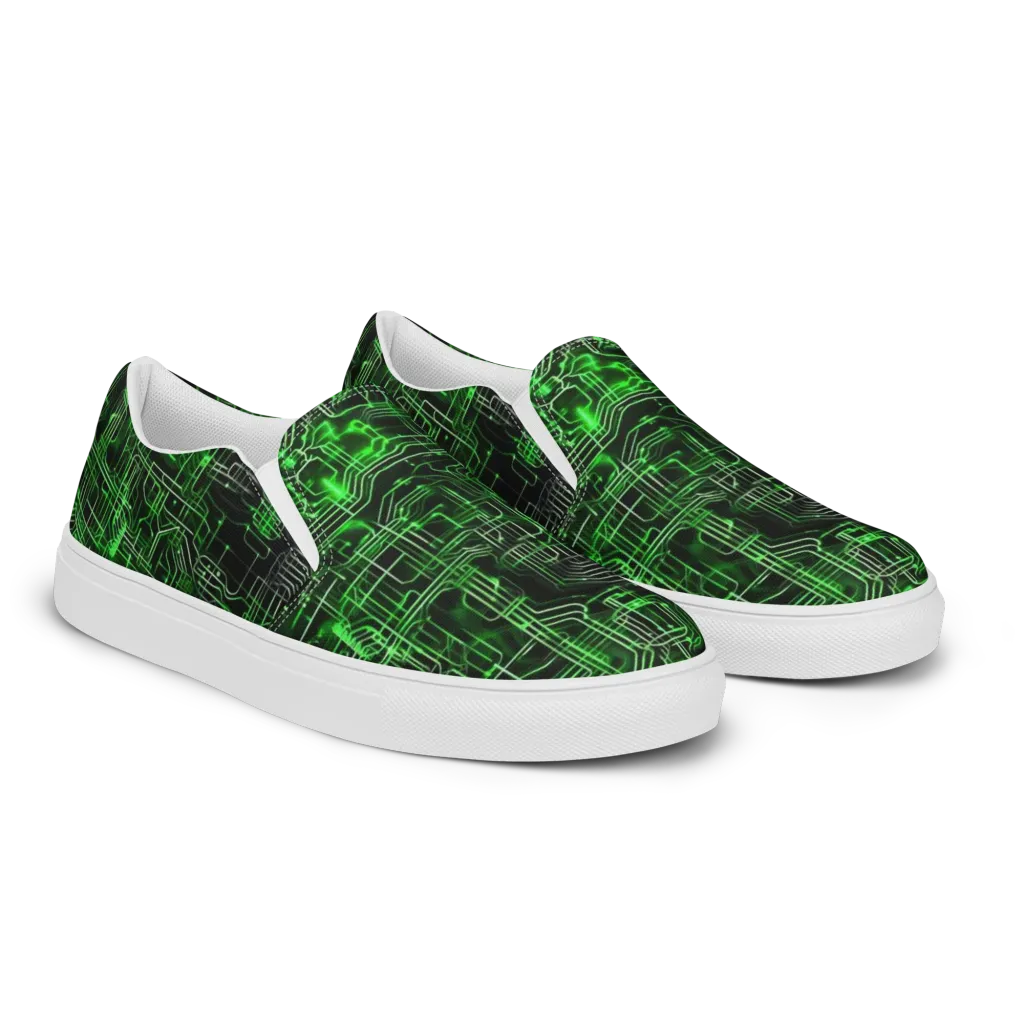 Green Voltage on Women's Slip-On Canvas Shoes — Right Front