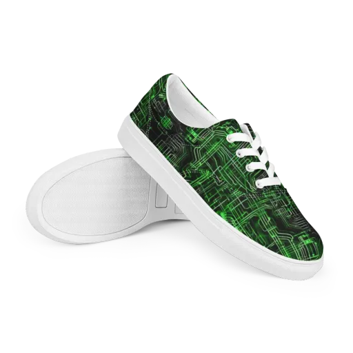Green Voltage on a Men's Lace-Up Canvas Shoes