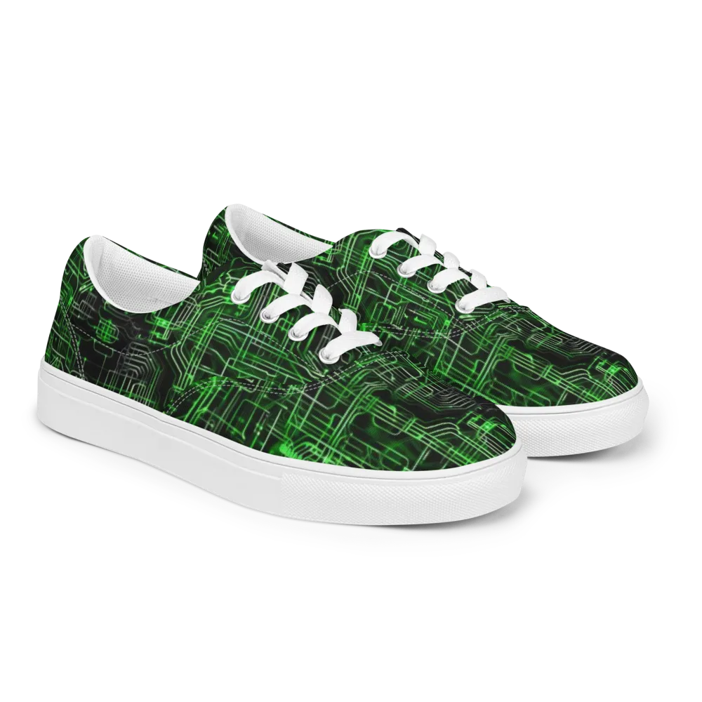 Green Voltage on Men's Lace-Up Canvas Shoes — Right Front