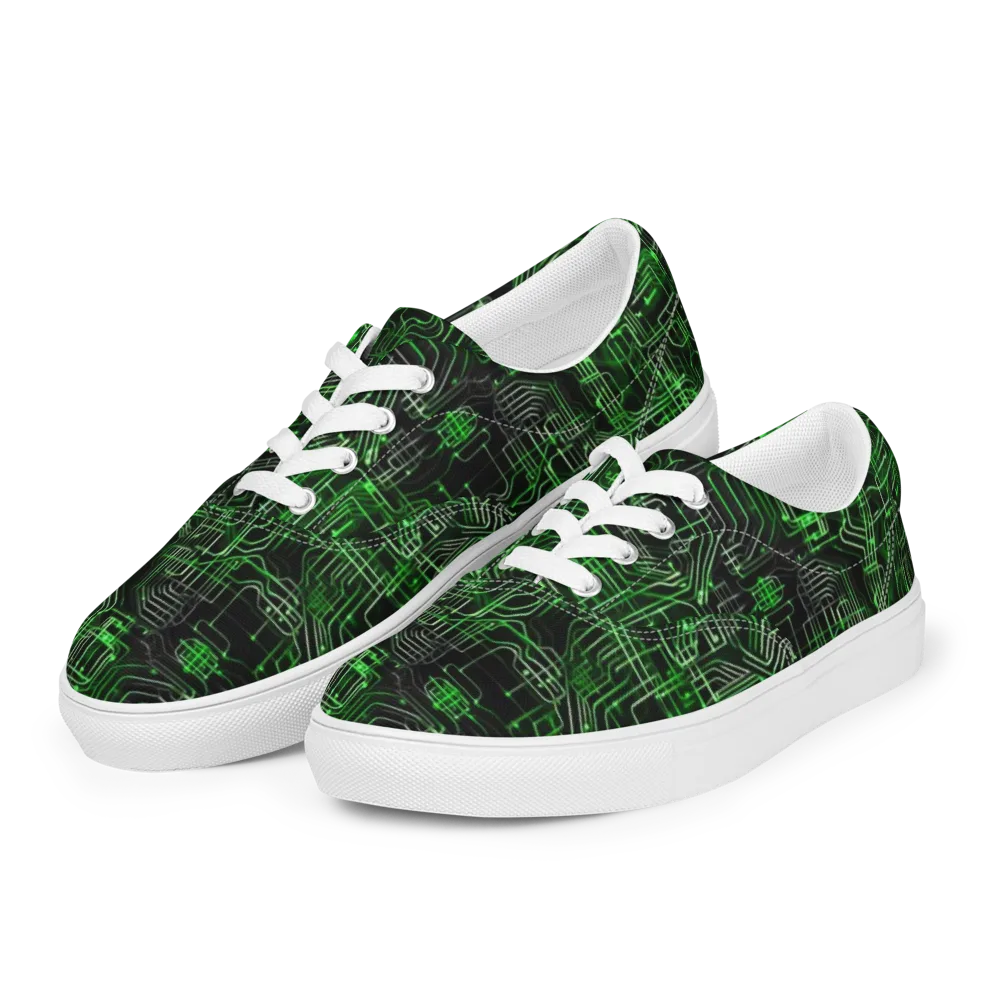 Green Voltage on Men's Lace-Up Canvas Shoes — Left Front
