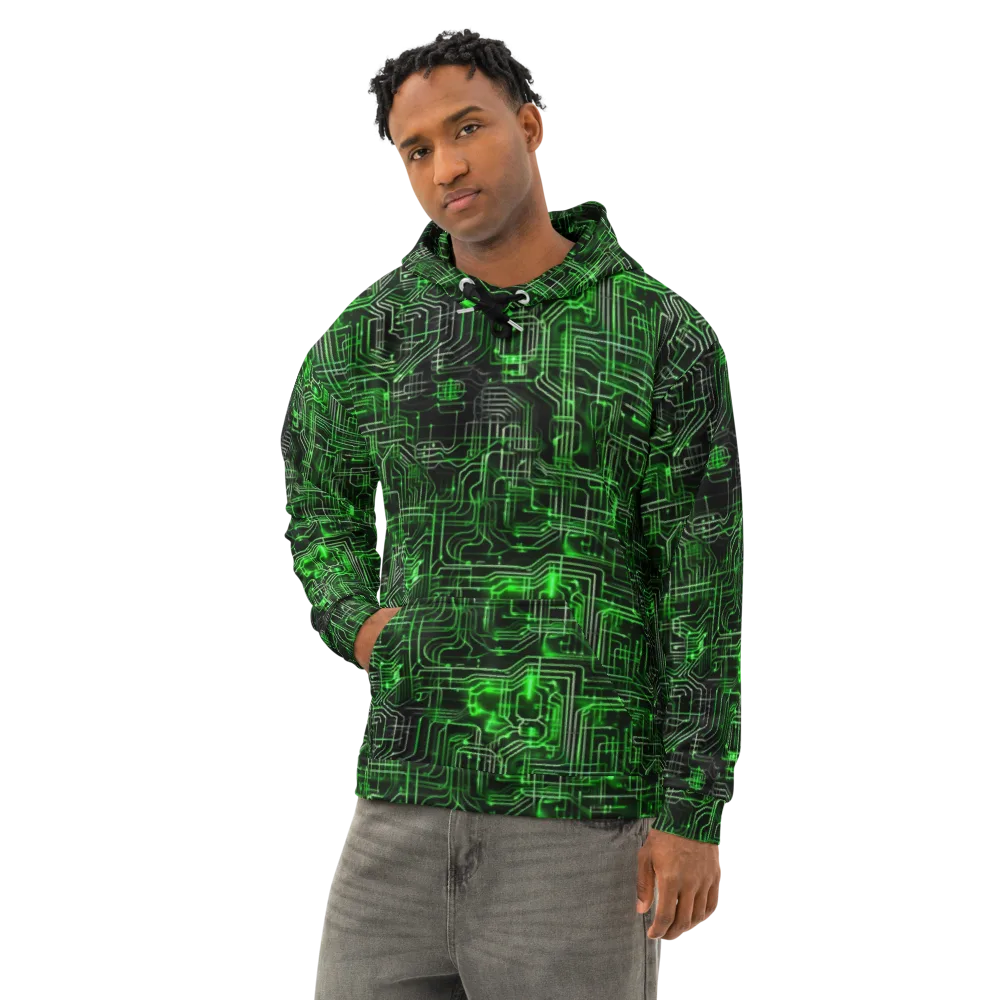 Green Voltage on Cotton Hoodie — Left Front