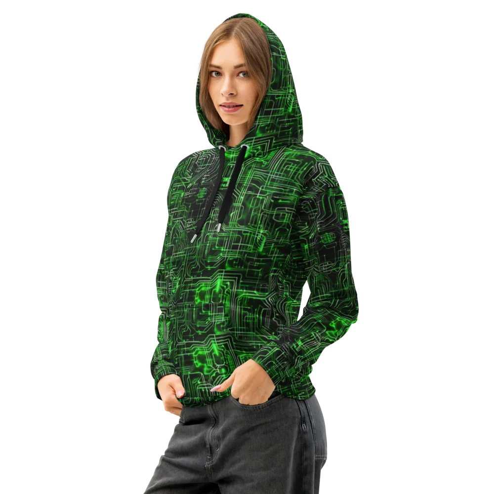 Green Voltage on Cotton Hoodie — Left Front