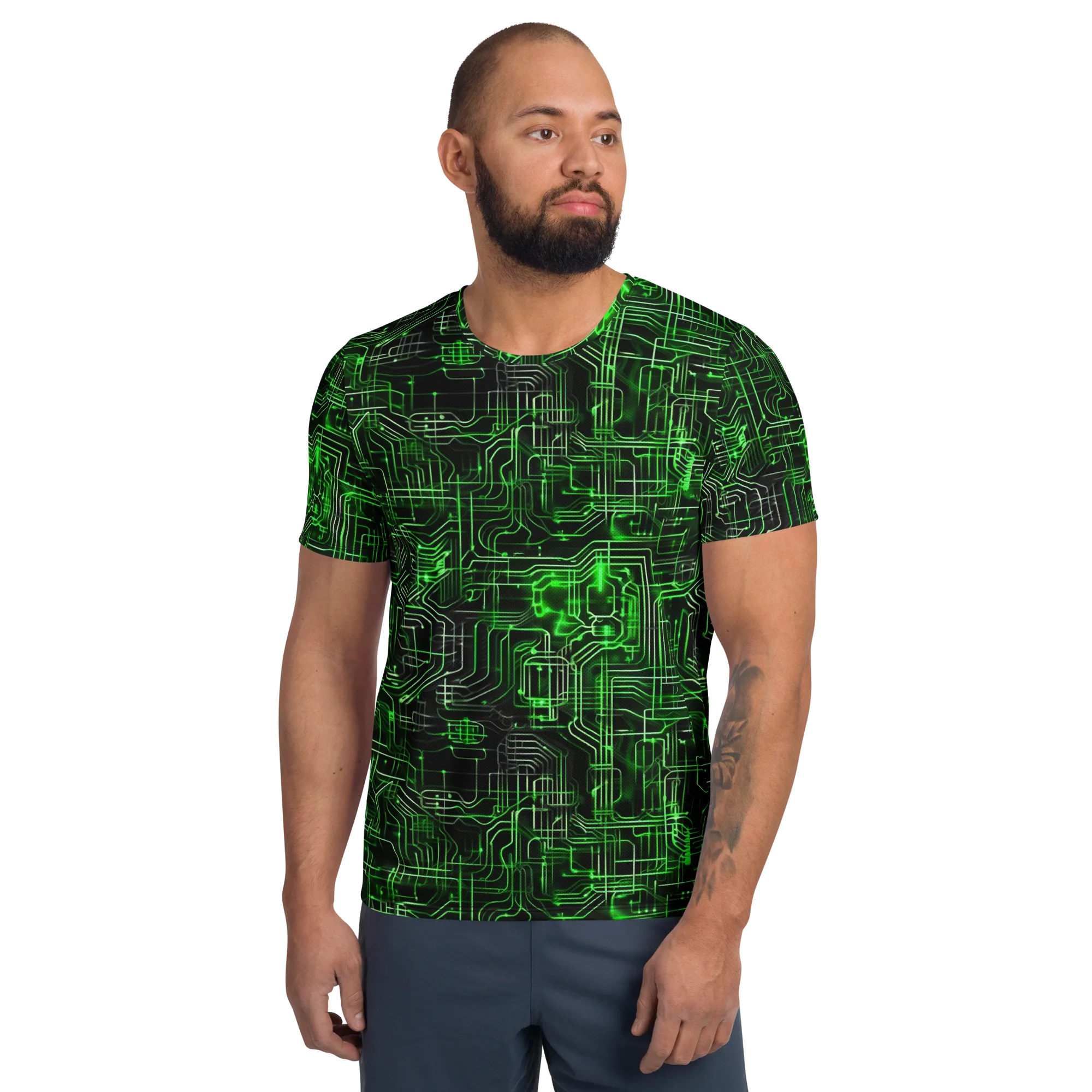 Green Voltage on Men's Athletic T-Shirt — Front