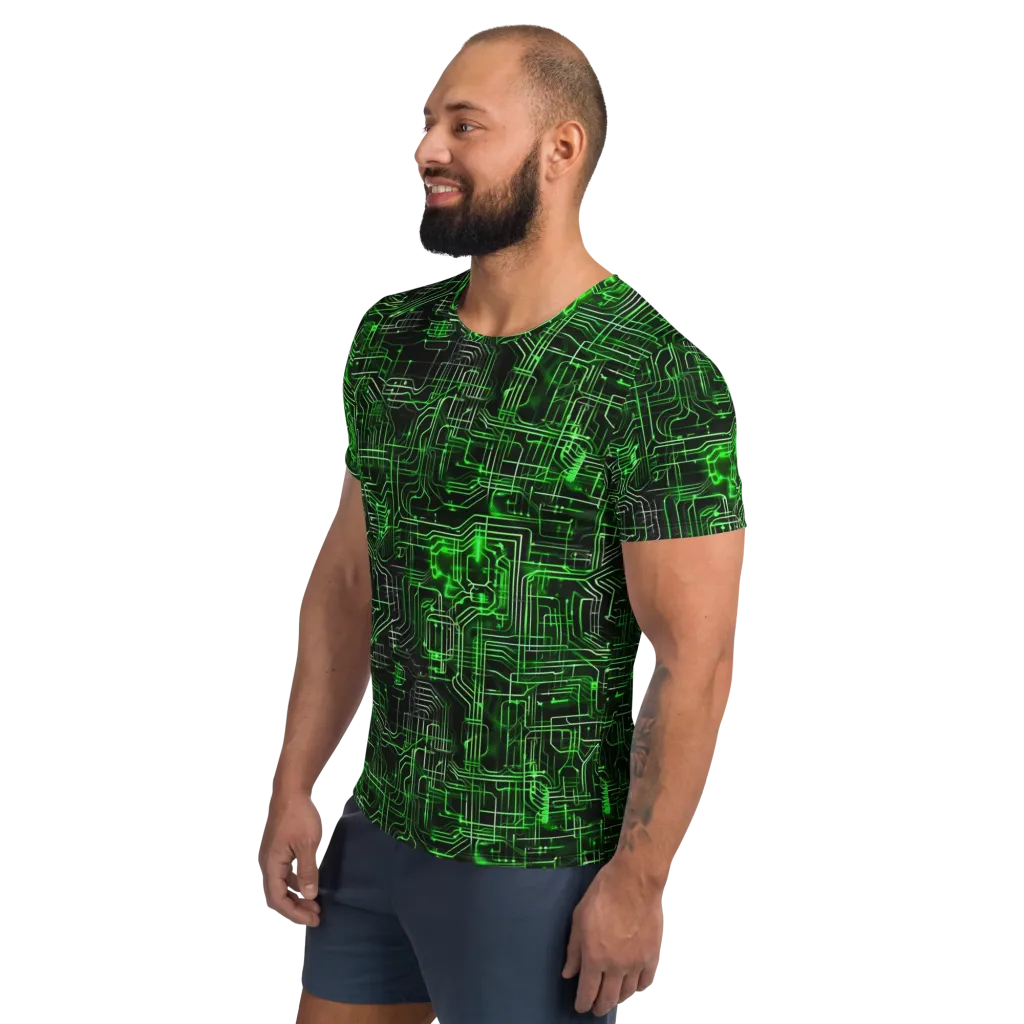 Green Voltage on Men's Athletic T-Shirt — Left