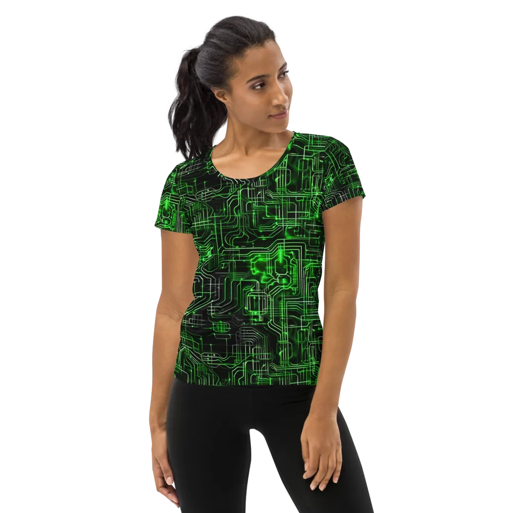 Green Voltage on Women's Athletic T-Shirt — Front