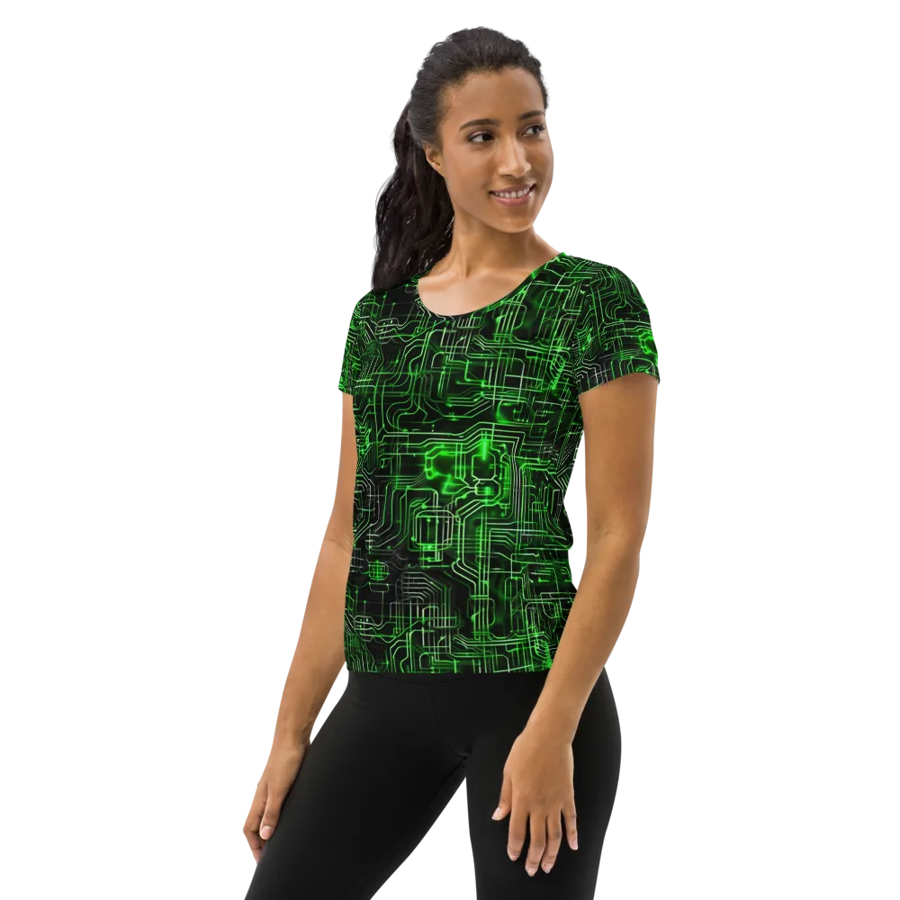 Green Voltage on Women's Athletic T-Shirt — Left