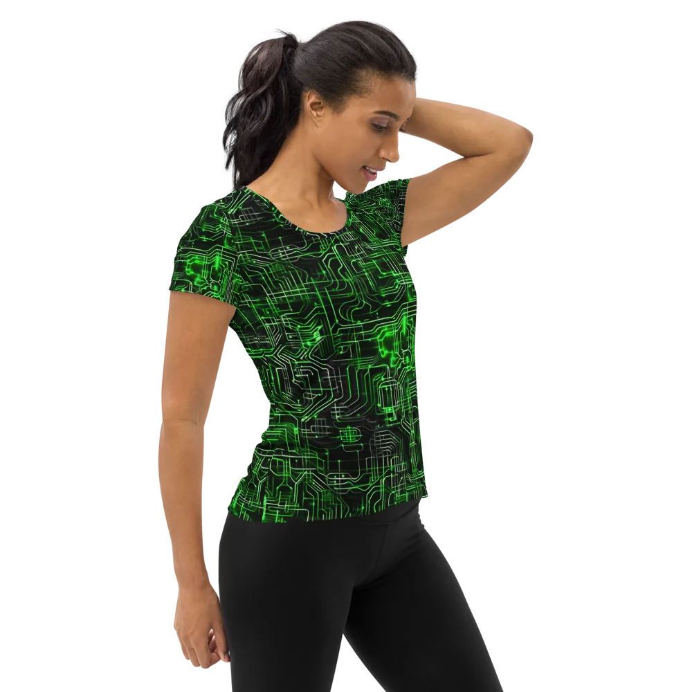Green Voltage on Women's Athletic T-Shirt — Right
