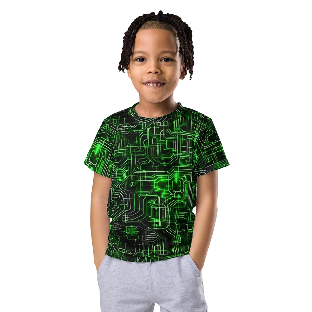 Green Voltage on Kids Crew Neck T-Shirt — Front