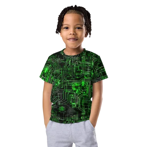 Green Voltage on a Kids Crew Neck T-Shirt