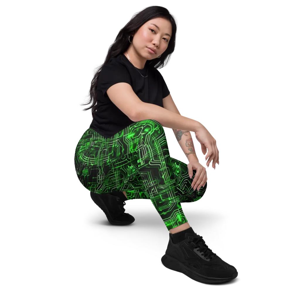 Green Voltage on Leggings with Pockets — Right Front