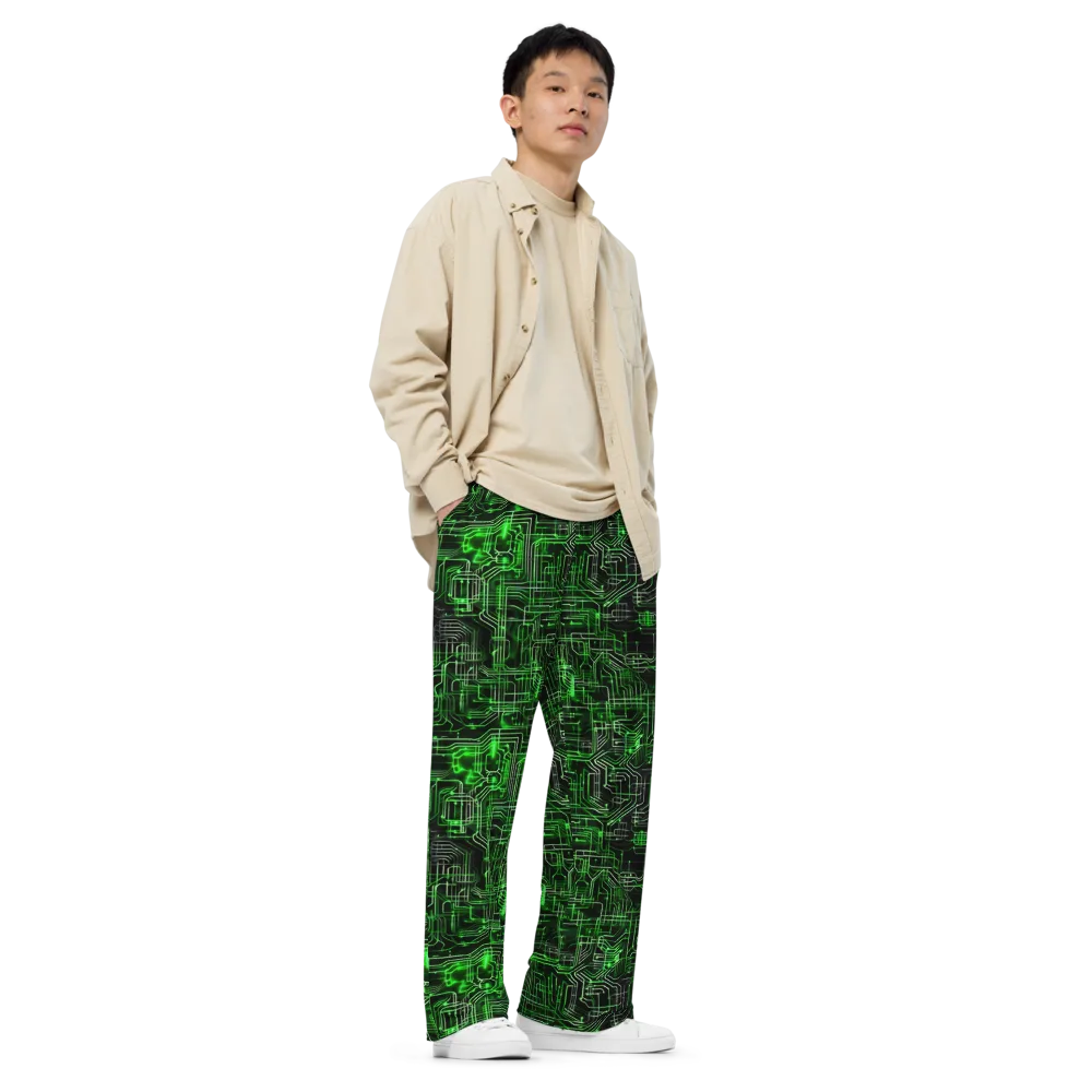 Green Voltage on Wide-Leg Pants — Right Front