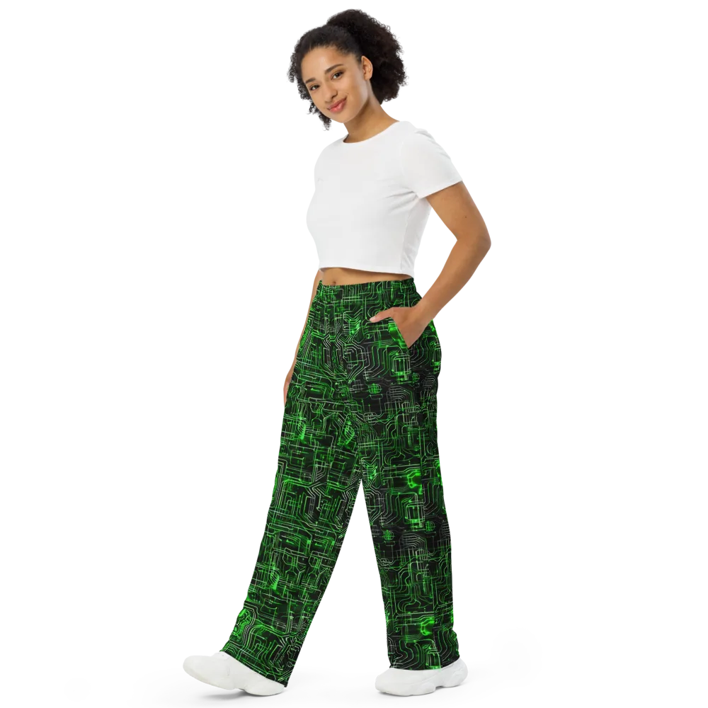Green Voltage on Wide-Leg Pants — Left Front