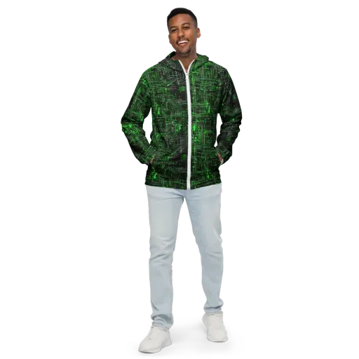 Green Voltage on a Men's Windbreaker