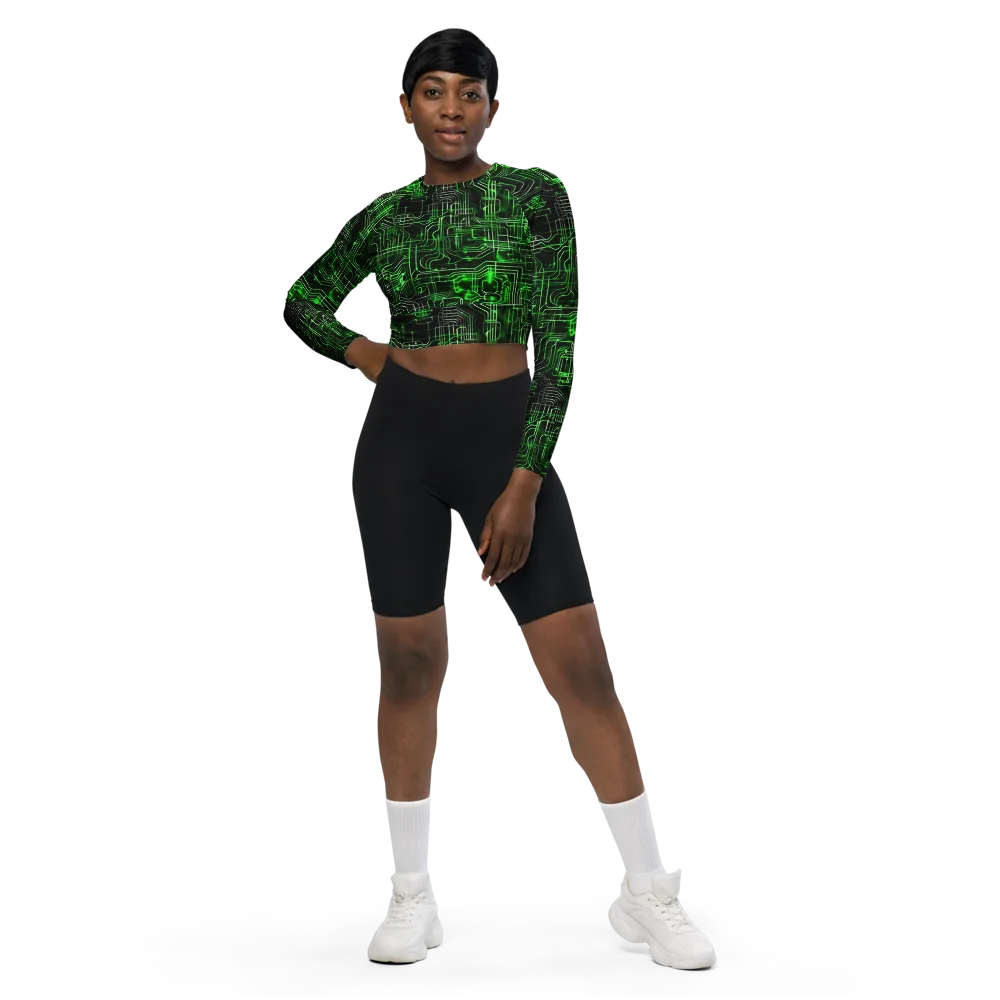 Green Voltage on Long Sleeve Crop Top — Front