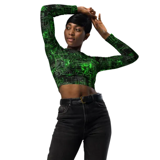 Green Voltage on a Long Sleeve Crop Top
