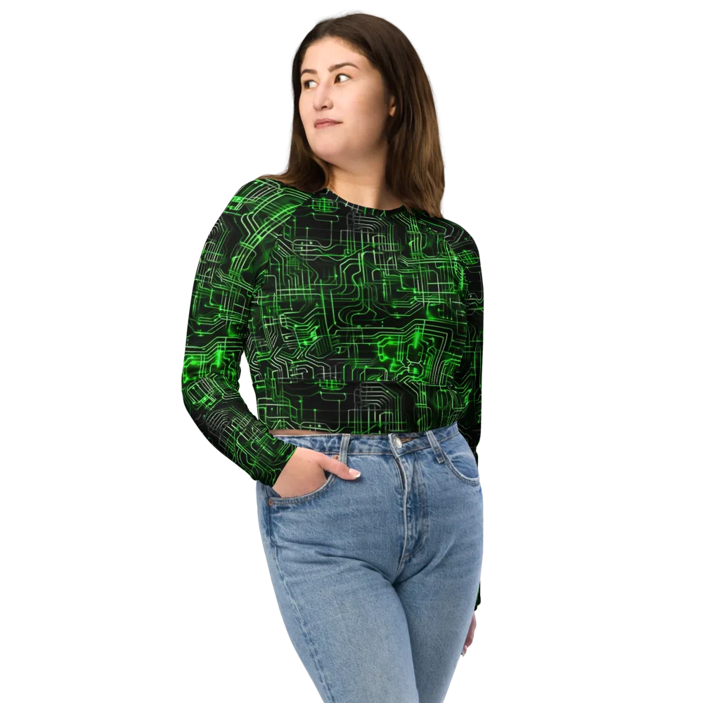 Green Voltage on Long Sleeve Crop Top — Front