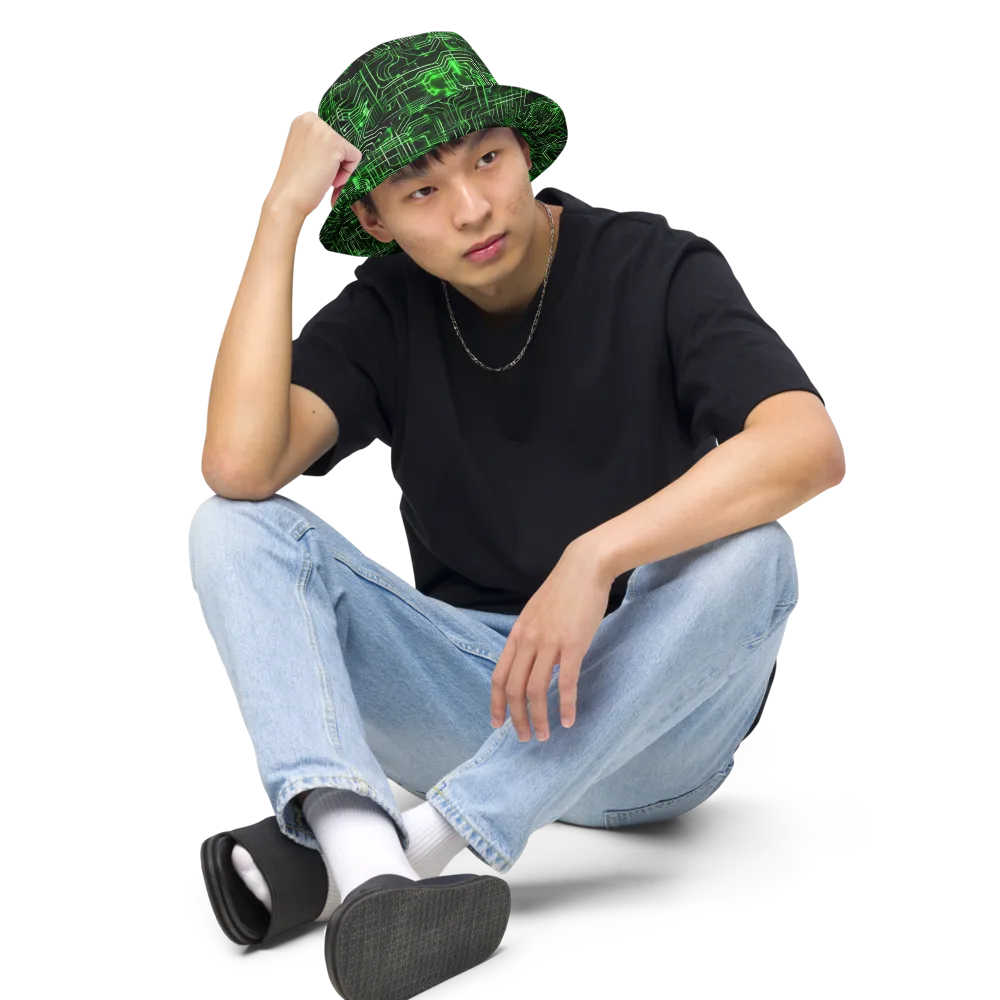 Green Voltage on Reversible Bucket Hat — Front 2 Inside