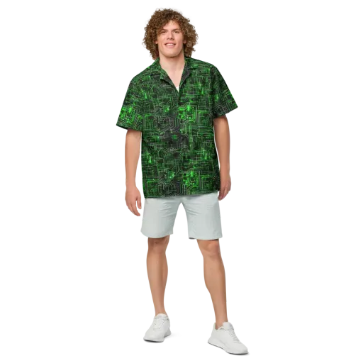 Green Voltage on a Button Shirt