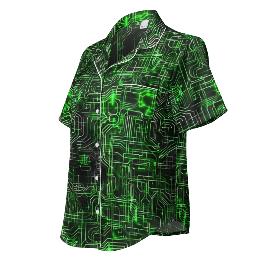 Green Voltage on Women's Short Sleeve Pajama Top — Left Front
