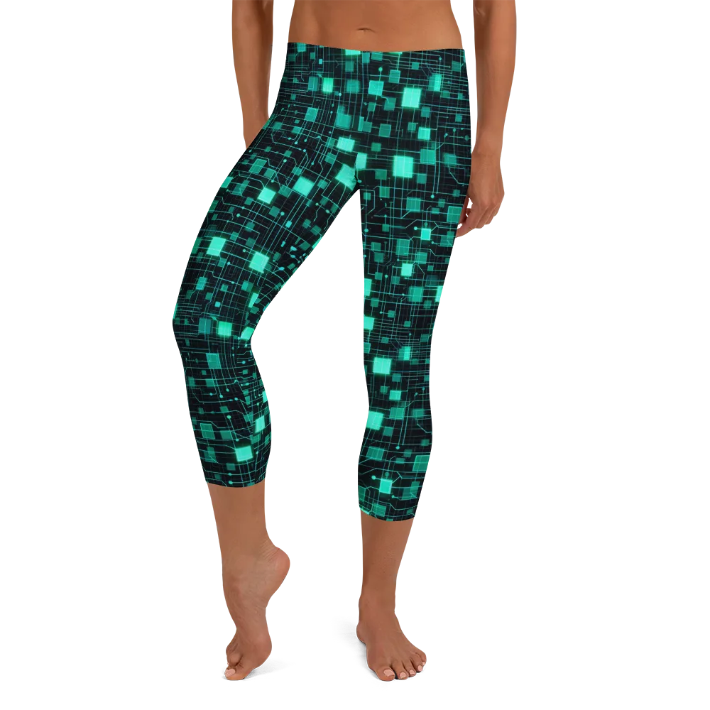 Electric Matrix on Capri Leggings — Front