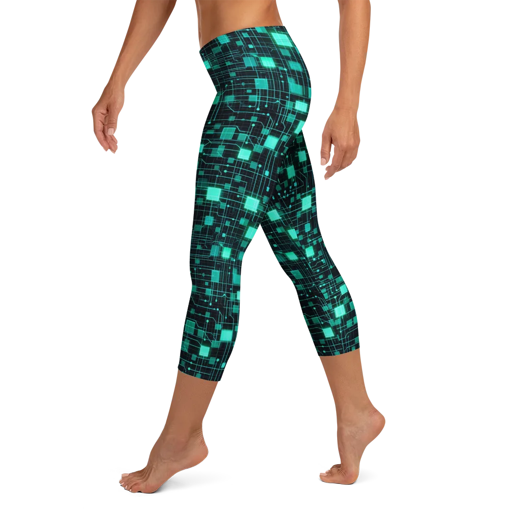 Electric Matrix on Capri Leggings — Left