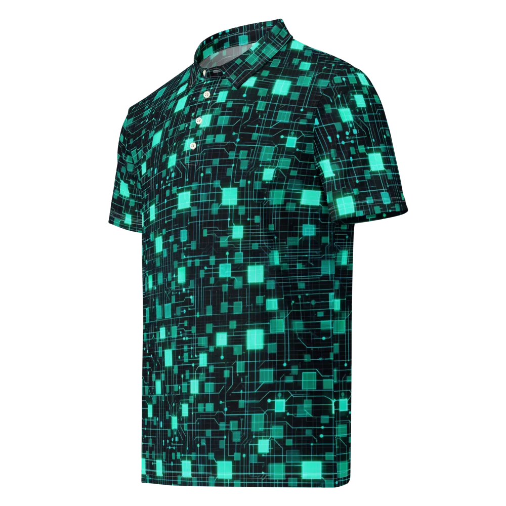 Electric Matrix on Men's Slim Fit Polo Shirt — Left Front
