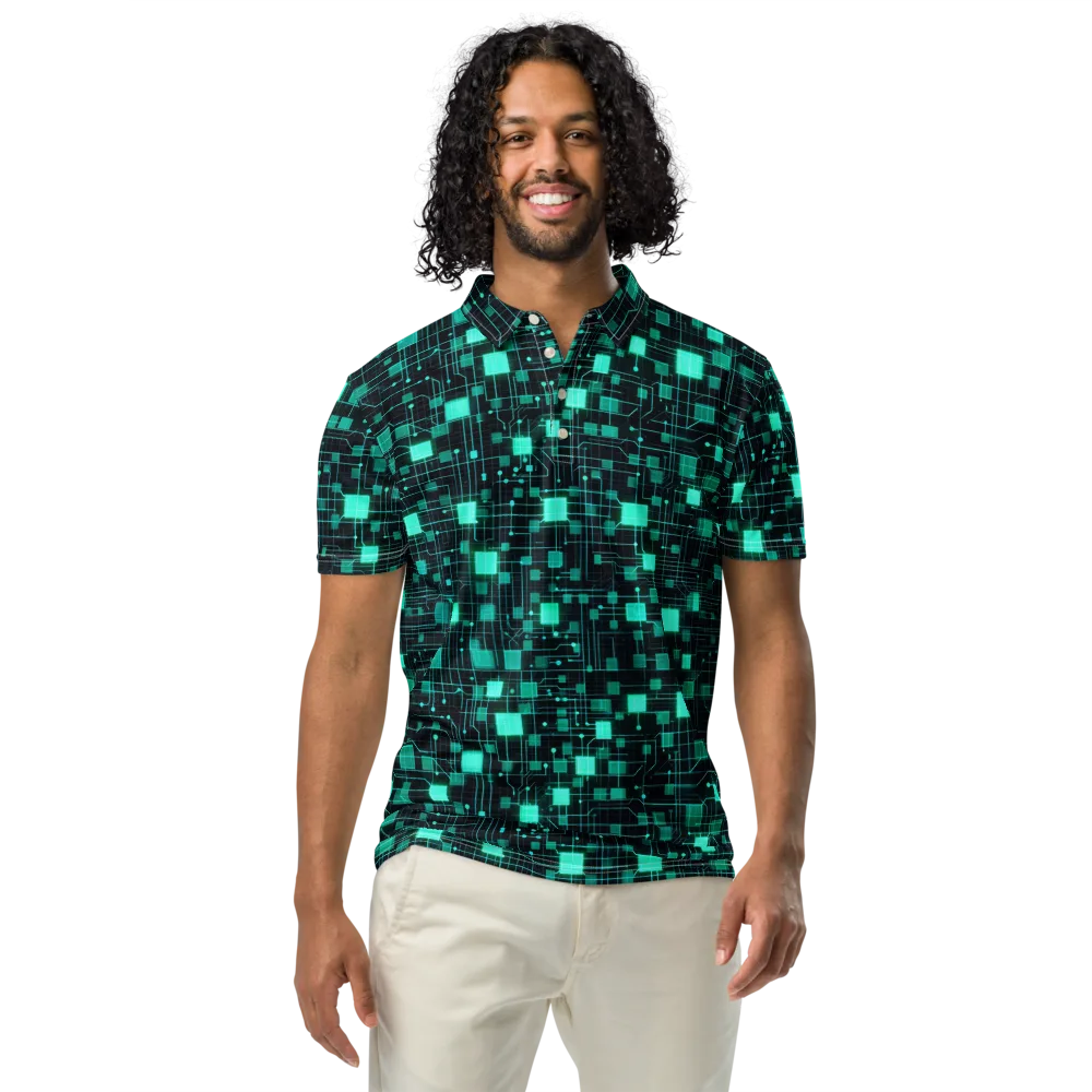 Electric Matrix on Men's Slim Fit Polo Shirt — Front