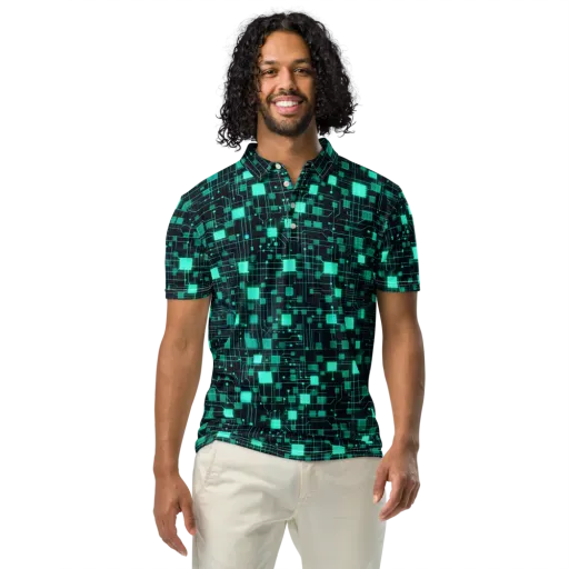 Electric Matrix on a Men's Slim Fit Polo Shirt