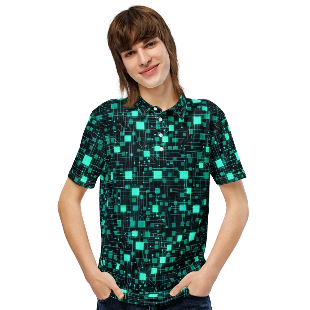 Electric Matrix on Men's Slim Fit Polo Shirt — Front