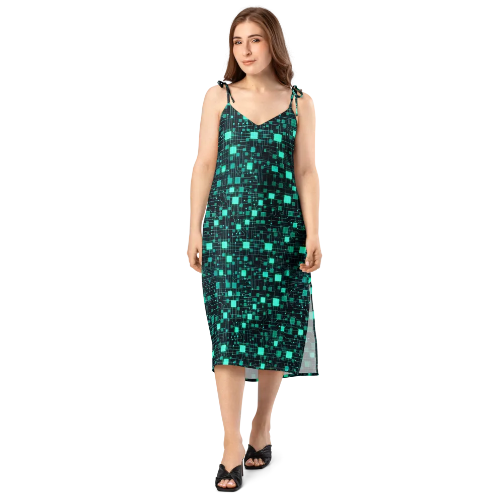 Electric Matrix on Slip Dress — Front