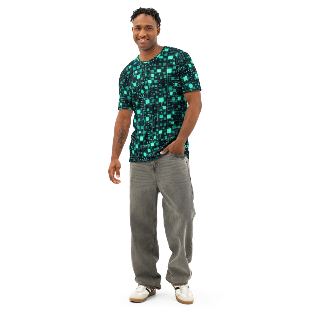Electric Matrix on Men's Cotton Crew Neck T-Shirt — Front