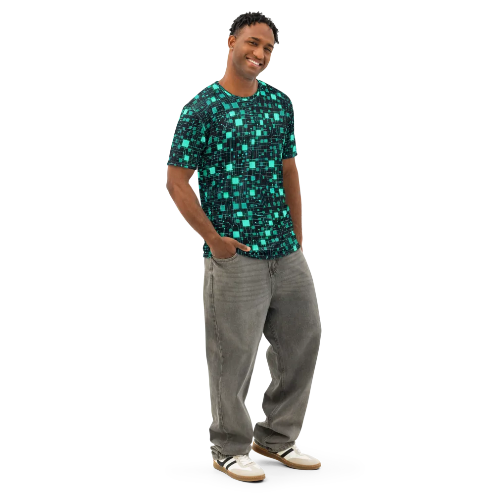 Electric Matrix on Men's Cotton Crew Neck T-Shirt — Right Front